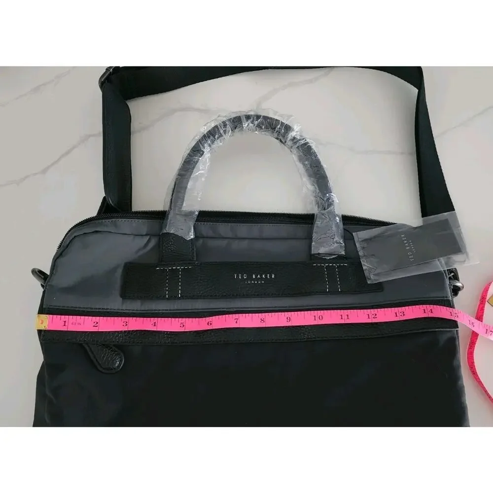 Ted Baker London Document Bag Nylon Satchel Crossbody Briefcase Black Strap NWT